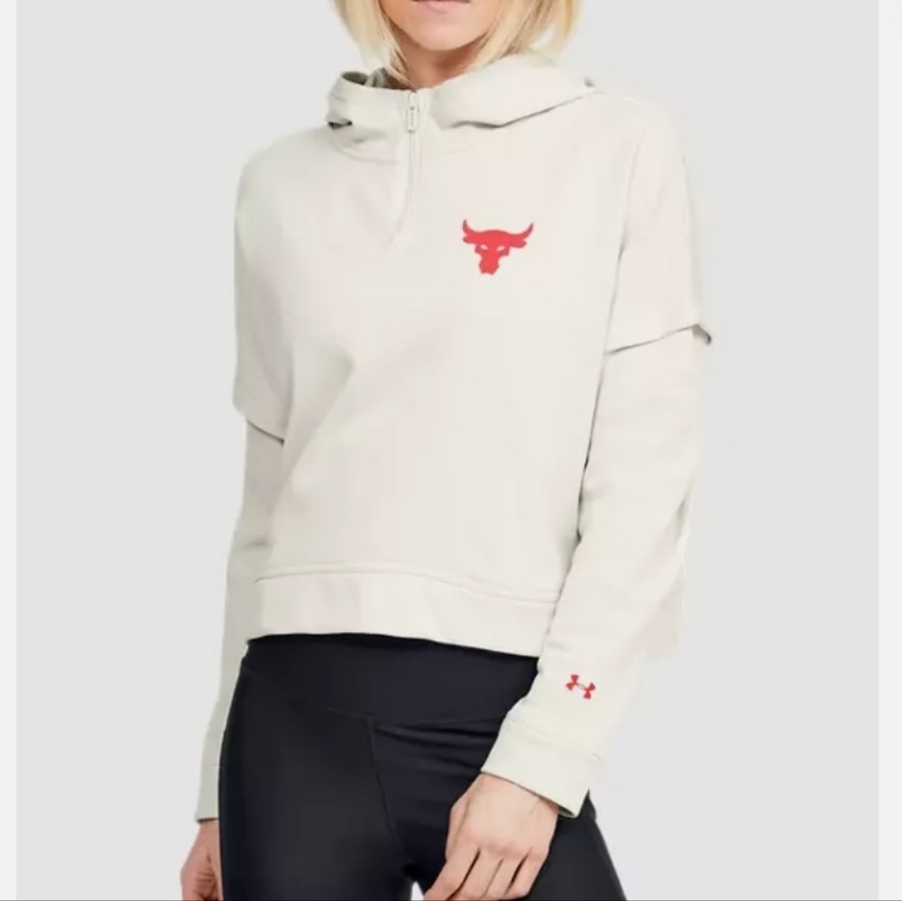 Under Armour Project Rock 3/4 zip hoodie Warrior Mana loose fit size L PTP 26 in
